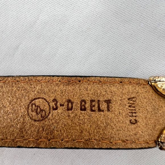 3-D western belt 28 calf hair gems crystals DDD silver hardware red leather - Picture 7 of 13